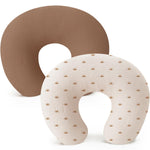 Konssy 2-Pack 100% Cotton Muslin Nursing Pillow Covers, Soft Cover for Baby | Covers Only, Breastfeeding Pillows Slipcovers for Baby Boys & Girls, Hidden Zipper, Machine Washable, (Fog Green, Cream)