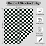 Yurhap Checkered Baby Blanket Fleece Baby Blankets for Boys Girls, Ultra Soft Cozy Fluffy Infant Toddler Newborn Receiving Blankets for Crib Stroller, 30''x40'', Black