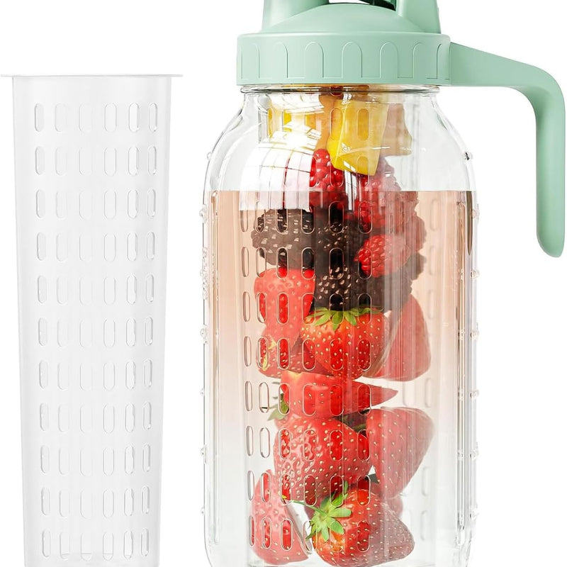 Breast Milk Pitcher, 32 oz Wide Mouth Glass Mason Jar | Dual Leak-Proof Lid, easy-pour spout, handle design for Breastmilk storage, iced tea and cold beverages