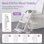 Potty Training Seat, 2-in-1 Toddler Toilet Seat with Steps, Upgrade Potty Step Stool for Toddler with Anti-Slip Pad Step Stool, Extended Splash Guard, Foldable Potty Ladder Boys Girls, Green