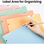 Sooez 6 Pack 2-Pocket Folders Heavy Duty, Plastic Folders with Pockets 3 Hole Punched, Pockets Folder for 3 Ring Binder with Writable Label, Letter Size, Pastels