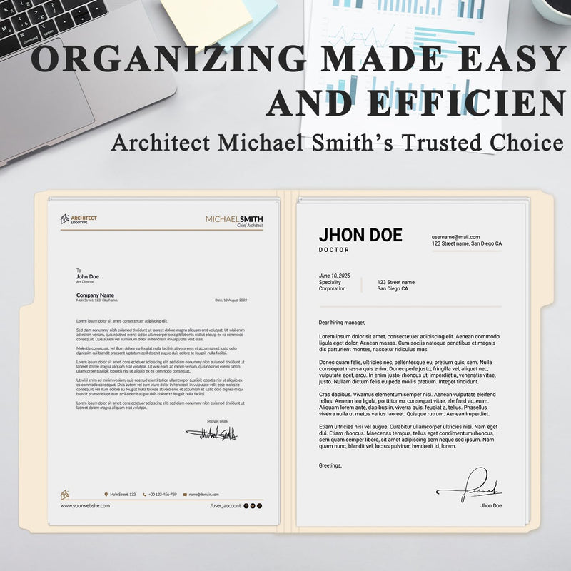 Manila Folders 8.5 x 11 | 1/3 Cut File Folders Letter Size | Manilla File Folders 8.5 x 11 Pack of 100 | Paper Folders for Documents, Business, School, Classroom and Office Supplies.