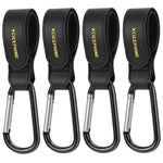 2 Pack Stroller Hooks, Stroller Straps for Diaper Bags,Adjustable Stroller Carabiner Clip,Baby Stroller Accessories for nuna,Uppababy,Bob,Hook for Bike,Scooter,Wheelchair,Walker Accessories（Black）