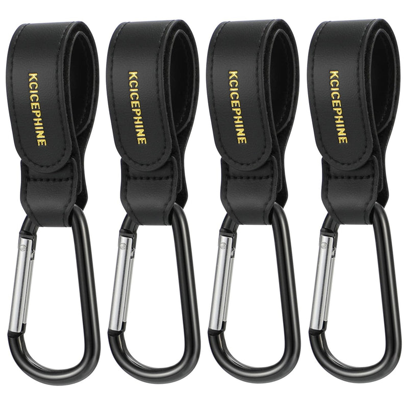2 Pack Stroller Hooks, Stroller Straps for Diaper Bags,Adjustable Stroller Carabiner Clip,Baby Stroller Accessories for nuna,Uppababy,Bob,Hook for Bike,Scooter,Wheelchair,Walker Accessories（Black）