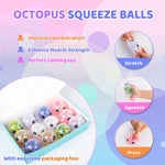 VESPRO 12 Pack Fidget Stress Balls for Adults, Cute Octopus Stress Sensory Stress Ball, Bulk Squishy Squeeze Ball Toys Set for Classroom Prizes and Birthday Party Favors
