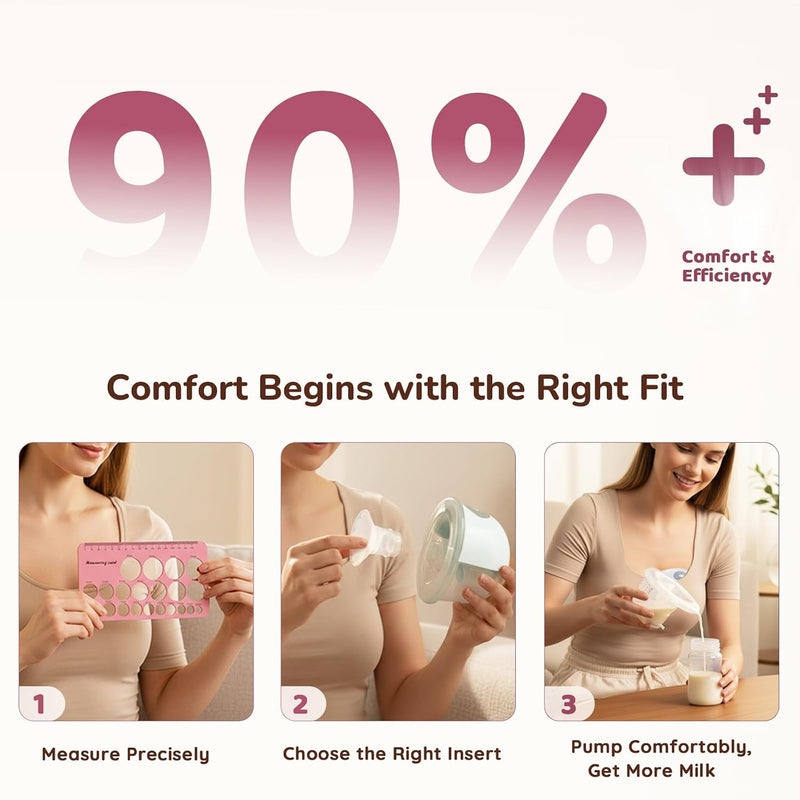 Nursi Luna Flange Sizing Kit for 24mm Breast Pumps, 10PCS | 13/15/17/19/21mm Flange Inserts, Nipple Measurement Tool, Fit Electric & Manual Pumps, Soft Silicone, Comfortable Pumping