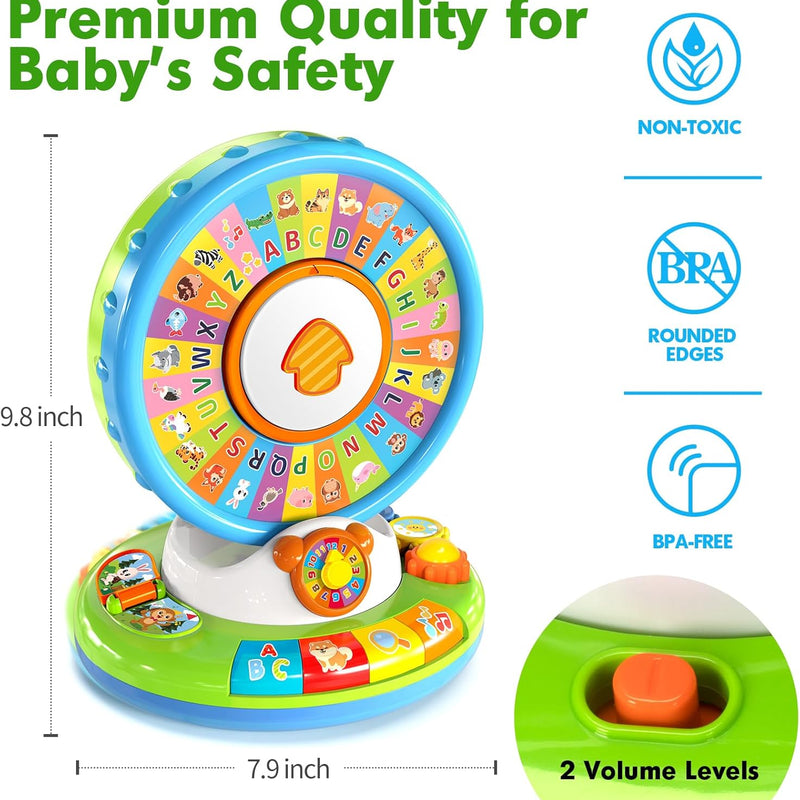 Duchong Learning Toy for Kids 1 2 3 Year Old Boys Girls, Spin and Sing Alphabet Zoo with Sounds, Interactive Educational Toys for Toddler 2-3, First Christmas 1st Birthday Gifts Toy