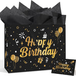 woric 14.5" Baby Gift Bag for Baby Shower Boys Girls Birthday Party | Include Tissue Paper and Greeting Cards, Ribbon Handles, Cute Animals Design, for Baby Shower and Birthday Gifts