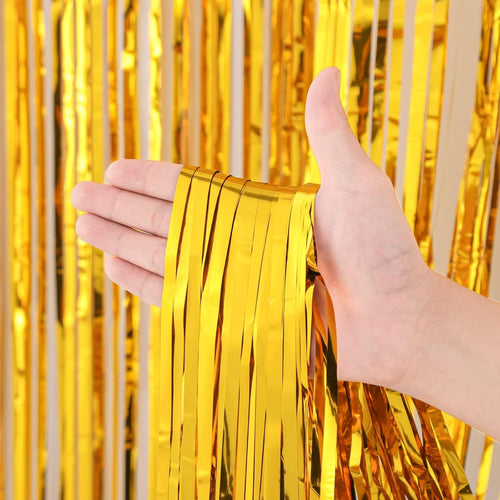 Voircoloria Gold Foil Fringe Backdrop Curtains: Dazzling Decor for New Year's, Graduations, Birthdays, and More