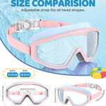 Kids Goggles Age 4-16, Anti-Fog UV 180°Clear View Kids Swim Goggles, 3 Pack Swimming Goggles Waterproof Pool Goggles