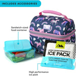 Arctic Zone Kids Lunch Box Combo with Gel Ice Pack and Sandwich Container, 2 Compartment Insulated Bucket for Travel Lunch, Unicorn Princess