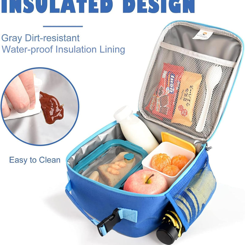 CaCTOUR Lunch Box Kids,Premium Insulated Lunchbox for Girls Boys,Soft Mini Cooler Bag Back to School Thermal Reusable Lunch Bag for Work School Picnic (Blue)