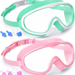 COOLOO Kids Swim Goggles for Age 3-15, 2 Pack Kids Goggles for Swimming with Nose Cover, No Leaking, Anti-Fog, Waterproof