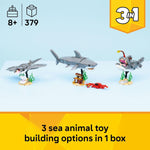 LEGO Creator Fierce Shark with Treasure Chest Building Toy for Kids, Ages 8+ - 3 in 1 Shark and Sea Animal Toy