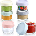 VITEVER [6 Pack] Salad Dressing Container To Go, 2.7 oz Glass Small Condiment with Lids, Dipping Sauce Cups Set, Leakproof Reusable for Lunch Box Work Trip.