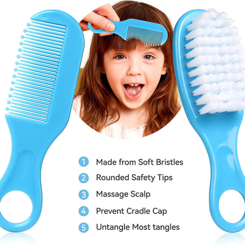 Baby Grooming Kit, Infant Safety Care Set with Hair Brush Comb Nail Clipper Nasal Aspirator,Baby Essentials Kit for Newborn Girls Boys (Blue)