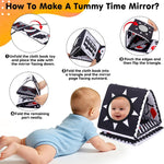 Black and White High Contrast Toys for Baby 0-3 3-6 months Infant Tummy Time Soft Crinkle Book Mirror Sensory Toys 0 2 4 5 6 Month Old Babies Boy Gril Newborn Development Christmas Stocking Stuffer