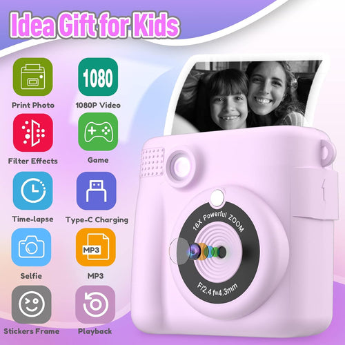 ESOXOFFORE Instant Print Camera for Kids, 32GB SD Card, 3-12 Years