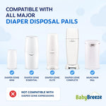 BabyBreeze Diaper Pail Refill Bags for Diaper Genie, 5-Pack, 1400 Count | Odor-absorbing Diaper Disposal Bags Compatible with Playtex Diaper Genie Pails; 5-Pack Holds up to 1,400 Newborn Diapers