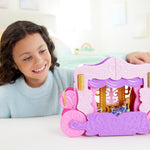 Mattel Disney Princess Toys, Carriage to Castle Transforming Playset with Aurora Small Doll, 4 Figures, Furniture & Accessories​​​
