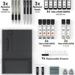 Four Candies 25PCS Mechanical Pencil Set with Case, Art Supplies with Metal Pencil 0.5, 0.7, 0.9 mm & 3PCS 2mm (HB 2H 2B 4B Color) & 432 Graphite Lead Refills, Technical Drawing Kit for Teen & Adults