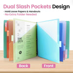 Taja 16 Count Dividers for 3 Ring Binder with Two Pockets, 8 Tabs Set, Plastic Binder Index Dividers, Perfect for Office & School Organization Supplies, Bright Colors, 2 Set