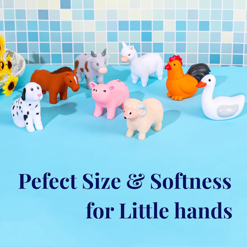 xy-wq bath toys no hole for infants 6-12 toddlers 1-3 8 pcs animal Ⅱ set with mesh bag