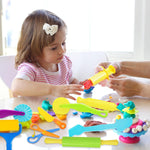 LCY WEDSHI Dough Tool Set for Kids, 9-Piece Plastic Dough Accessories Kit for Ages 4-8, Safety Scissors and Rollers Included