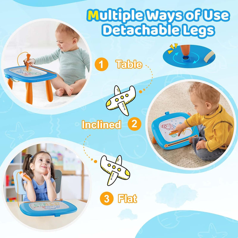Toddler Girl Toys - Kikidex Magnetic Drawing Board, 1-2 Year Old, Light Blue, Doodle Board Pad Learning and Educational Toys