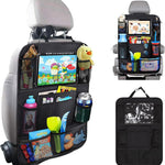 Matenf Backseat Car Organizer with 9 Storage Pockets | 10" Tablet Holder, Keep Car Organized & Tidy, Seat Back Cover for Kid Toddler, Kick Mats Protector, Travel Accessories, 1 Pcs