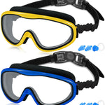 COOLOO Kids Swim Goggles for Age 3-15, 2 Pack Kids Goggles for Swimming with Nose Cover, No Leaking, Anti-Fog, Waterproof