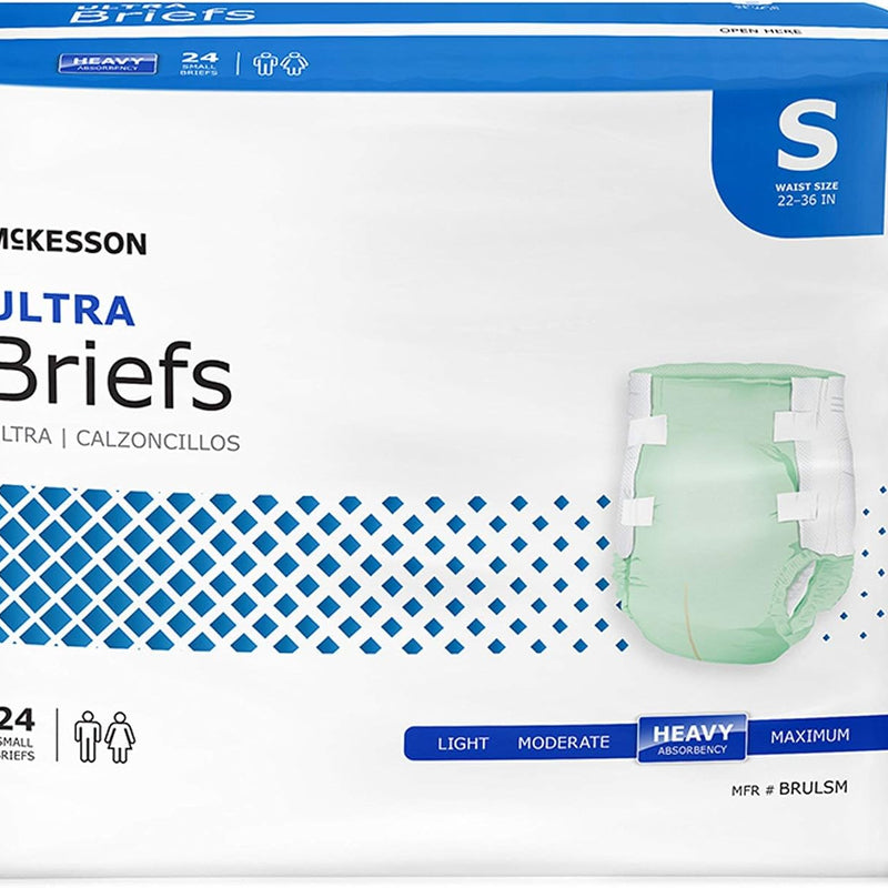 McKesson Ultra Briefs, Heavy Absorbency, Large, Unisex, 58 in, 72 ct | Disposable, Elastic Leg Gathers and Contoured Fit for Men and Women, Incontinence
