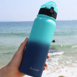 Oldley Insulated Water Bottle 20oz for Adults Kids Stainless Steel Water Bottles with Straw/Chug/Carabiner 3 Lids Fruit Strainer Double Wall Vacuum Wide Mouth BPA Free Leak-Proof for School Travel