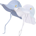 Baby & Toddler Wide Brim Sun Hats UPF 50+ Sun Protection Bucket Cap Cute Adjustable Hat in Seersucker