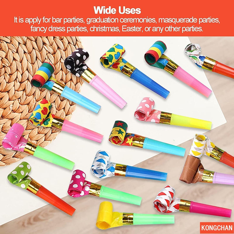 25pcs Party Blowers Set - Colourful Noisemakers for Birthday Parties, Weddings, and Graduations