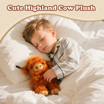 Highland Cow Stuffed Animal Toy, Adorable Highland Cow Plush, Scottish Cow Plush Toy, Farm Animal Cattle Plush Decor Gifts for Kids Baby Girls Boys (Brown Cow)