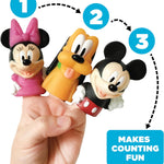 Disney Mickey Mouse & Friends 5-Piece Finger Puppet Set for Kids | Collectible Mini Characters for Imaginative Play, Educational Learning, Party Favors, and Bath Time Fun.