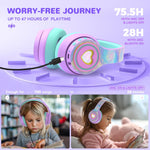 iClever Auraa Active Noise Cancelling Headphones for Kids, LED Light Up, Bluetooth 6.0, Safe Volume 80dBA, 47H Play Time,Fast Charging,Kids Headphones Wireless with Mic AUX Cord for Travel iPad,Purple