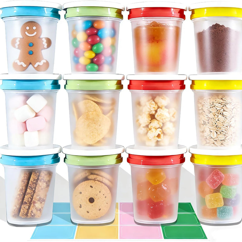 Food Storage Containers, 12 Pack 4 oz Freezer Storage Containers with Twist Top Lids, Leakproof, BPA Free, Microwave & Dishwasher Safe Takeout Container - Ideal for Soup and More