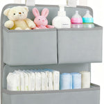 Hanging Diaper Organizer for Bassinet/Crib/Playpen/Playard – Hold 80+ Diapers - Changing Table Diaper Holder Attachment Accessories- Diaper Stacker Nursery Caddy Organizer (Gray)