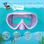 Kids Swim Mask 180° Snorkel Diving Mask, Anti-Fog Child Swim Goggles with Nose Cover No-Leak Swimming Goggles Anti-Shattered Lens for Youth 4-15