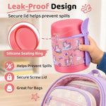 10oz Soup Thermo for Hot Food Kids Insulated Food Jar,Thermo Hot Food Lunch Container, Width Mouth Stainless Steel Lunch Box for Kids with Spoon (Pink-Cute Horse)