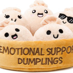 Emotional Support Dumplings by Relatable, Cuddly Stuffed Animals and Toys, Squishy Toys and Plushies, Great Gift Ideas for Loved Ones of All Ages, Includes 5 Plushies with Carrying Basket