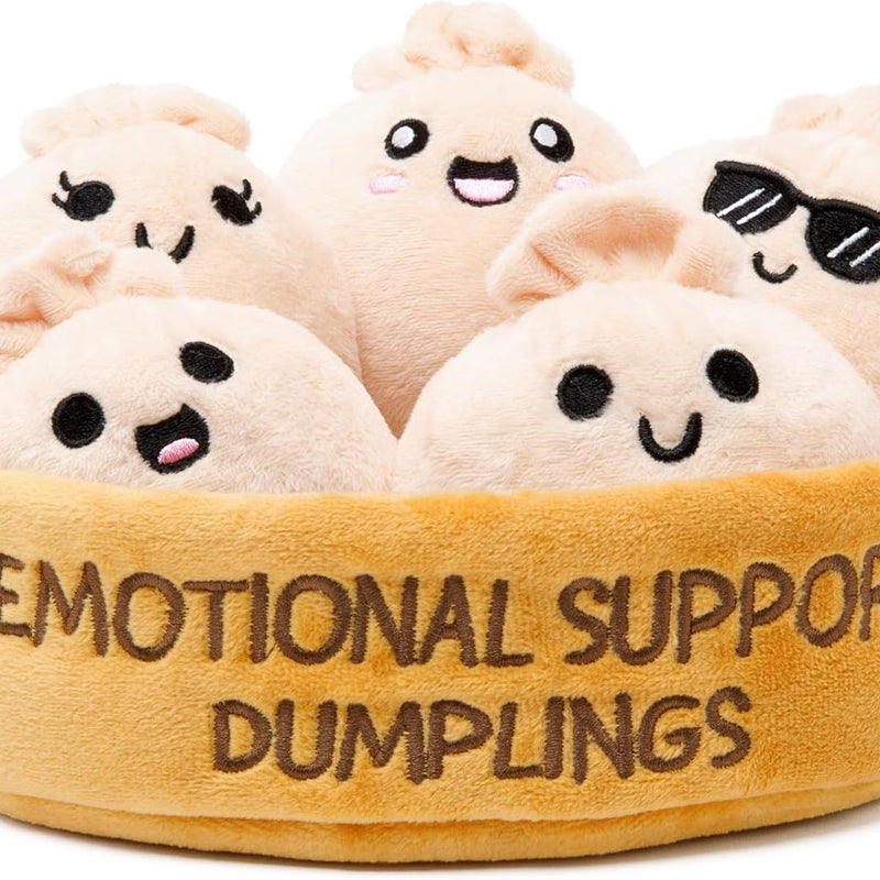 Emotional Support Dumplings by Relatable, Cuddly Stuffed Animals and Toys, Squishy Toys and Plushies, Great Gift Ideas for Loved Ones of All Ages, Includes 5 Plushies with Carrying Basket