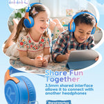 awatrue kids headphones wired toddler headphones with microphone over-ear design 85/94db volume-limiting