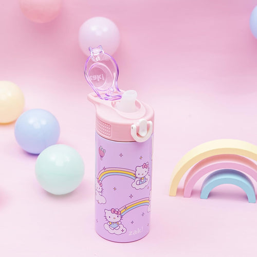 Zak Designs Sanrio Hello Kitty Sage 14oz Leak-Proof Straw Kids Water Bottle | BPA Free, Insulated Stainless Steel, Cupholder Friendly, Dishwasher Safe, Easy to Clean, Lid Lock, For School, Home, Travel