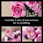 lego botanicals pink roses artificial flowers building set for adults, gifts for birthdays, room decor