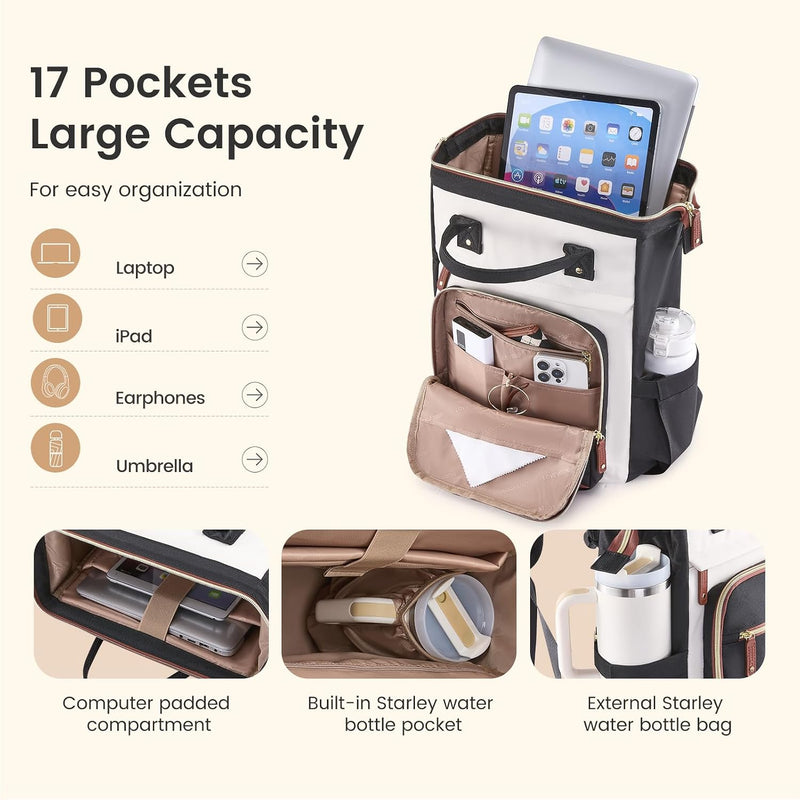 LOVEVOOK Laptop Backpack Women, 15.6 Inch Work Backpack with Large Capacity Cup, Waterproof Travel Computer Backpacks Purse, College Bookbag for School, Business, Teacher