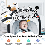 Spiral Car Seat Baby Toys 0-6 Months, Infant Carseat High Contrast Sensory Toys Hanging Stroller Accessories, Newborn Shower Gifts for Baby Boys Essentials Stuff, Cute Black and White Cow