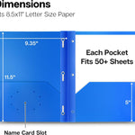 Dunwell Plastic 2 Pocket Folders with 3 Prongs, (6 Pack, Assorted Colors), 3-Clasp Folders with Fasteners, Tear-Resistant, Long Lasting Acid-Free Poly, Includes Labels
